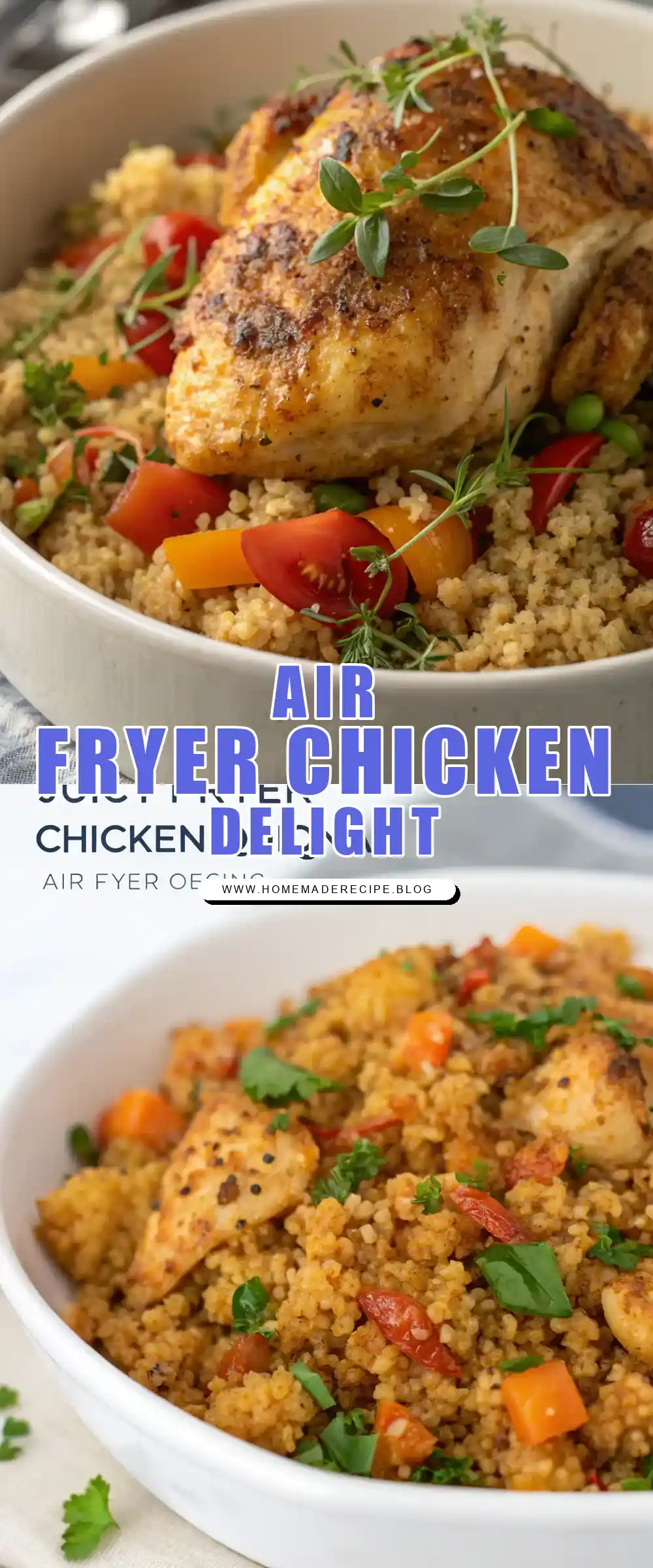 Pinterest pin 1 (Design 1) for Air Fryer Chicken Quinoa
