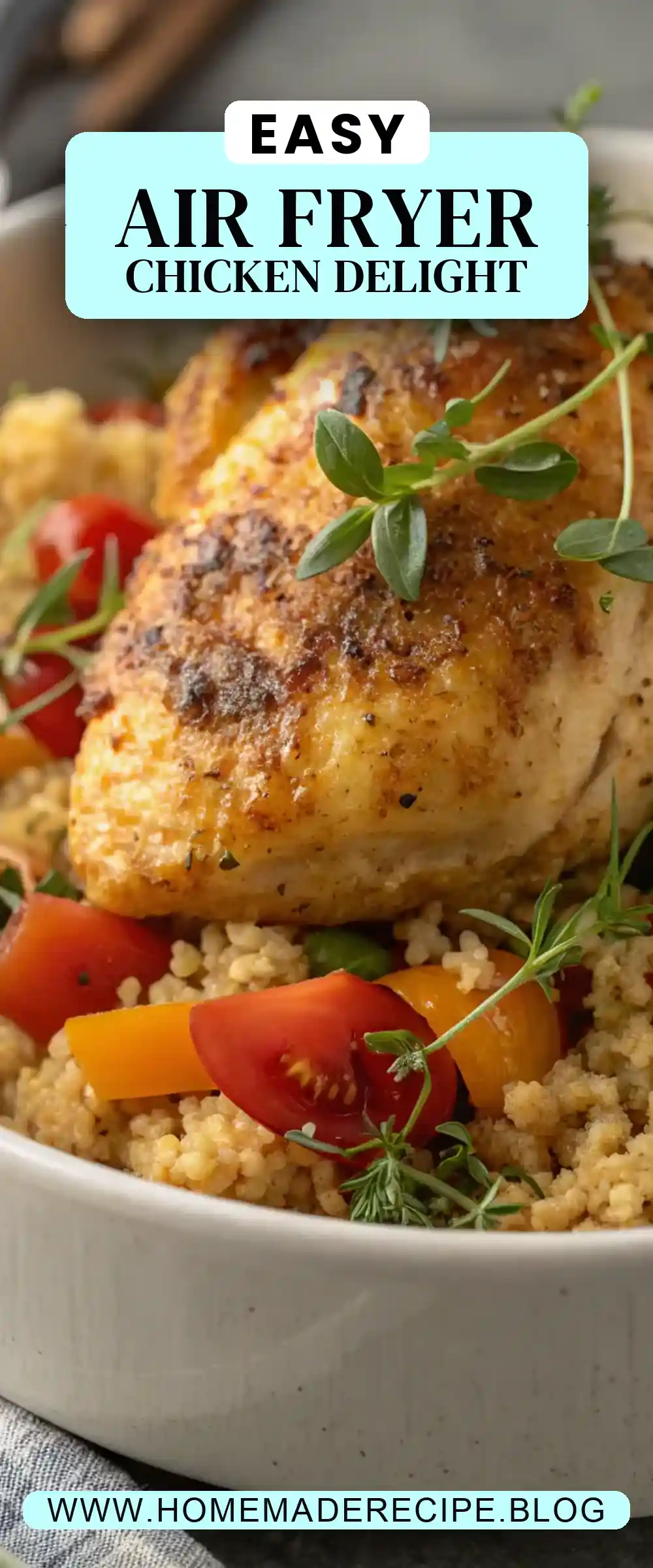 Pinterest pin 2 (Design 2) for Air Fryer Chicken Quinoa