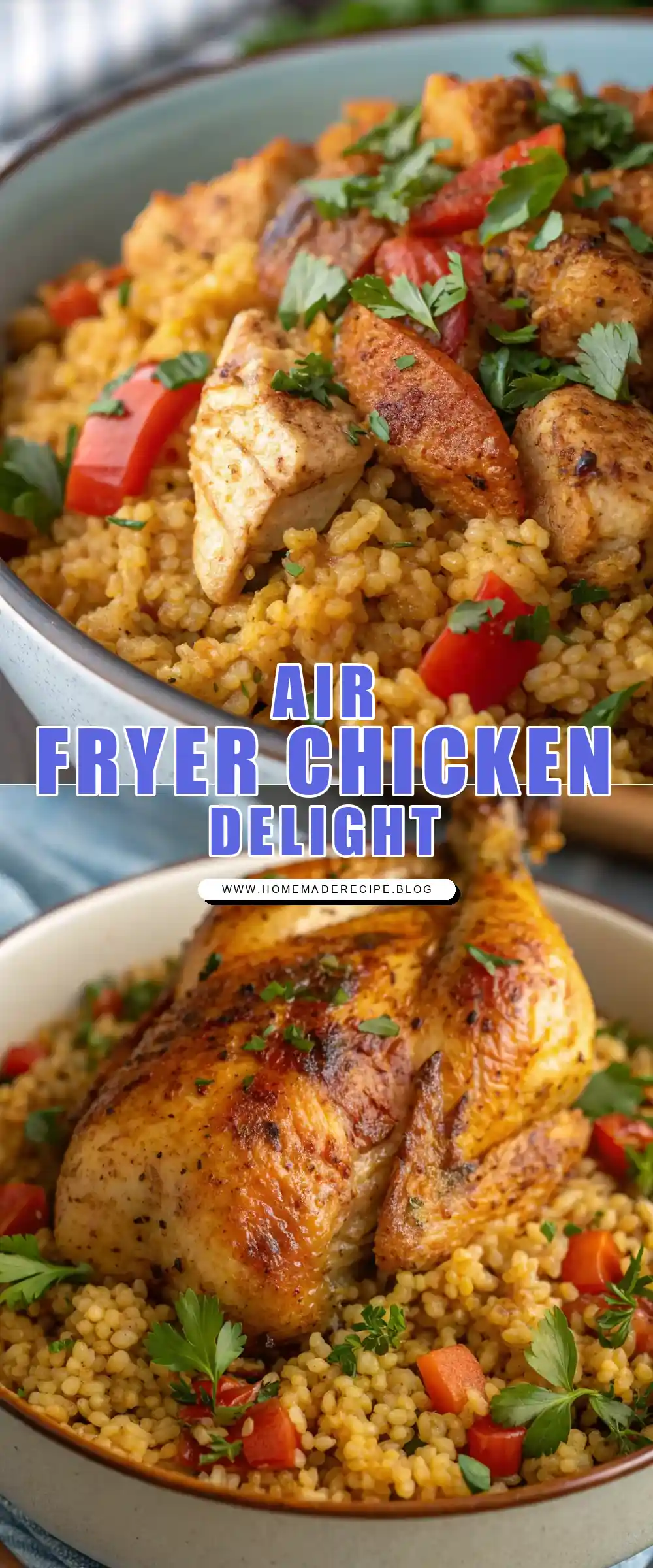 Pinterest pin 1 (Design 1) for Air Fryer Chicken Bulgur