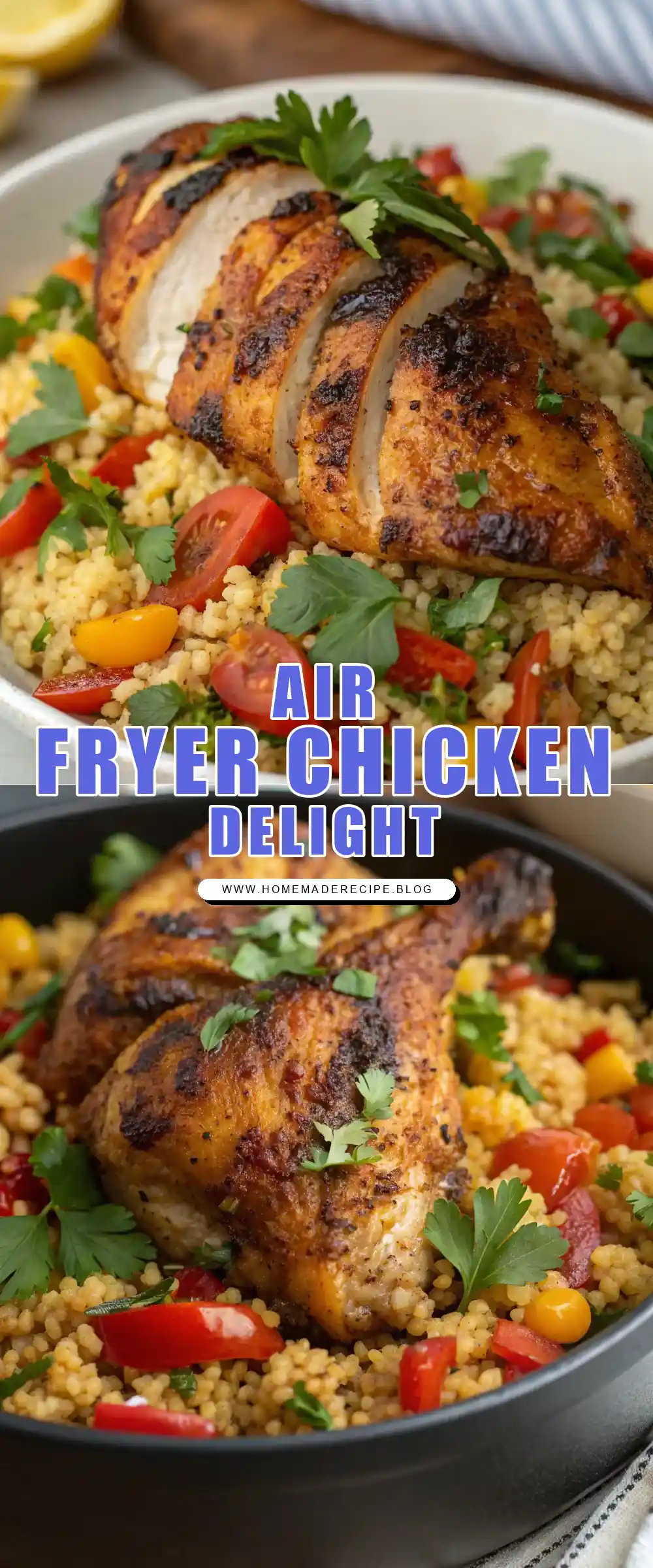 Pinterest pin 1 (Design 1) for Air Fryer Chicken Sorghum