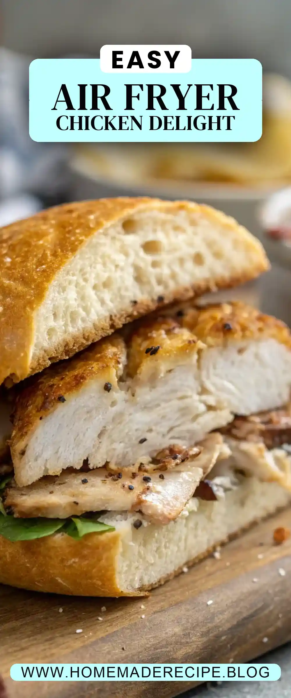 Pinterest pin 2 (Design 2) for Air Fryer Chicken Rye