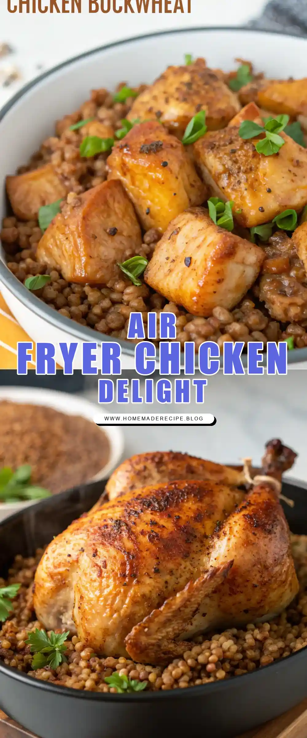 Pinterest pin 1 (Design 1) for Air Fryer Chicken Buckwheat