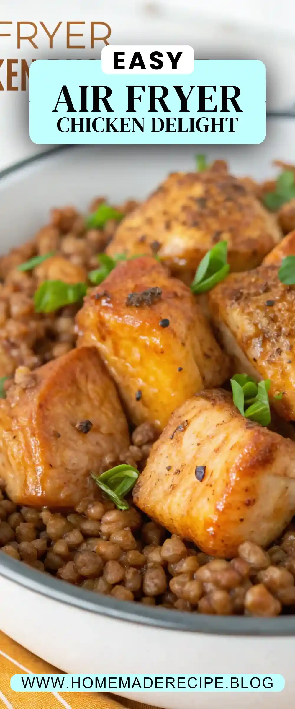 Pinterest pin 2 (Design 2) for Air Fryer Chicken Buckwheat