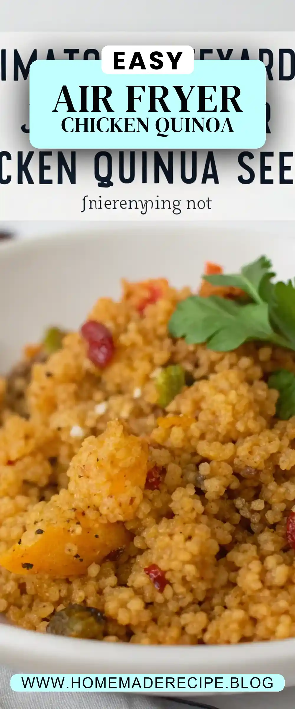 Pinterest pin 2 (Design 2) for Air Fryer Chicken Quinoa Seeds