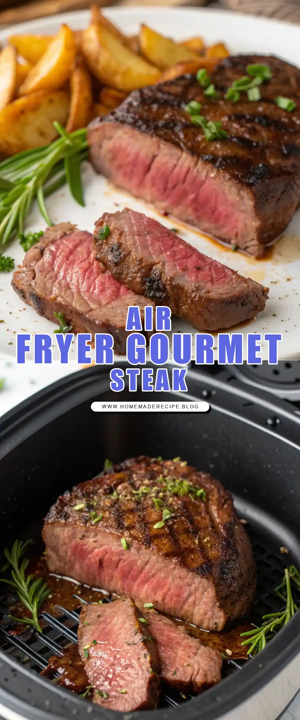 Pinterest pin 1 (Design 1) for Air Fryer Ostrich Steak