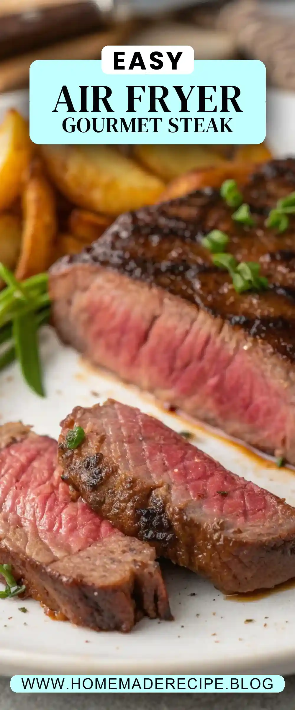 Pinterest pin 2 (Design 2) for Air Fryer Ostrich Steak