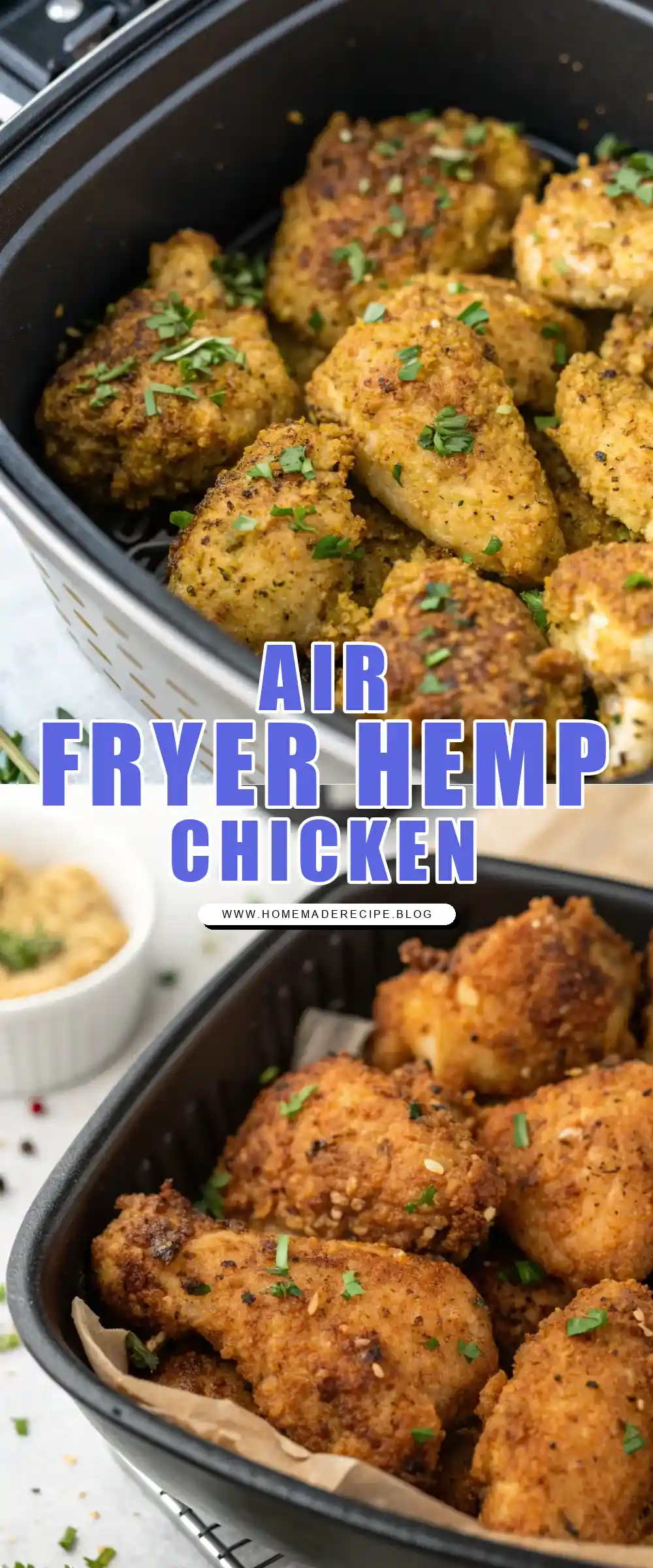 Pinterest pin 1 (Design 1) for Air Fryer Chicken Hemp Hearts