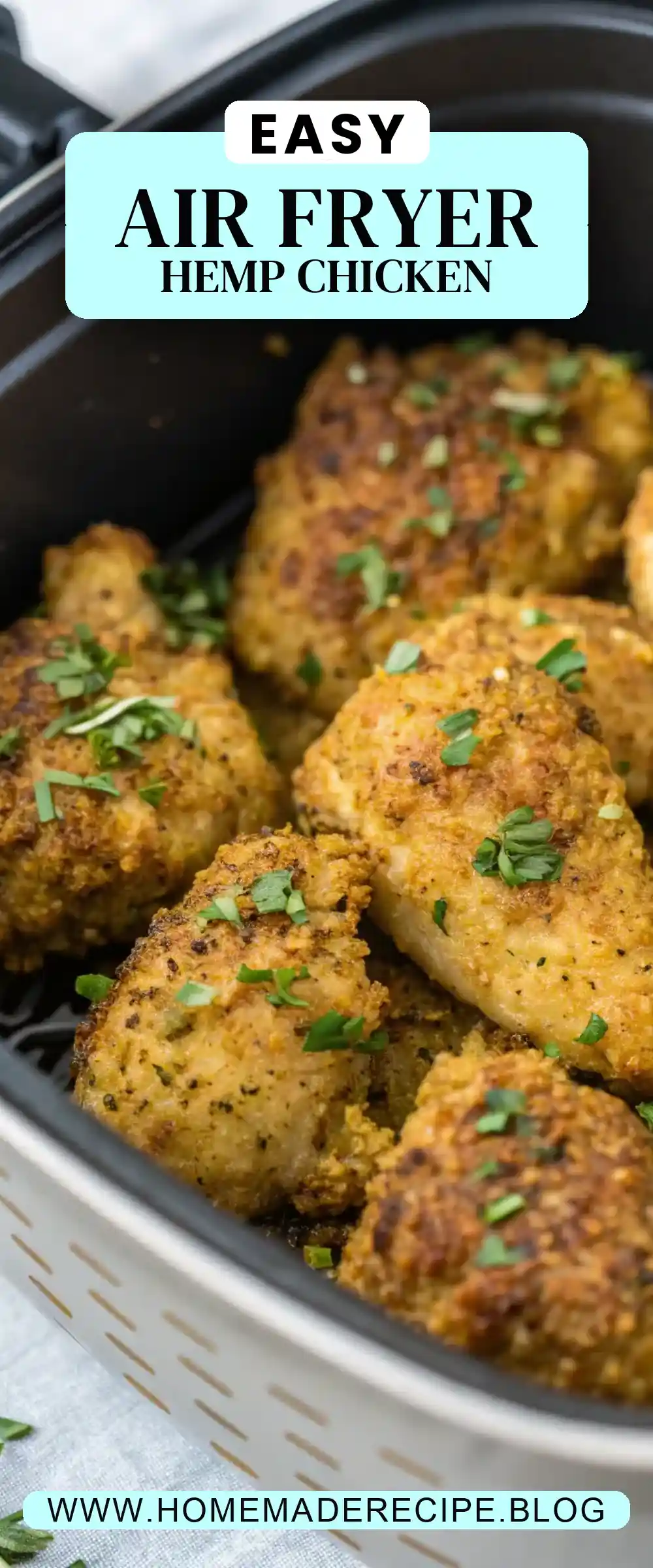 Pinterest pin 2 (Design 2) for Air Fryer Chicken Hemp Hearts