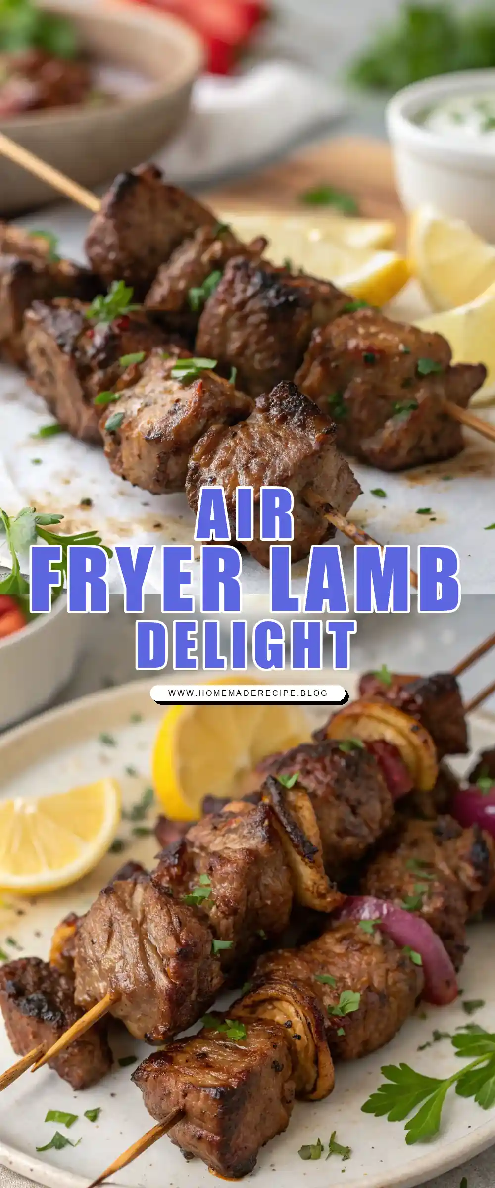 Pinterest pin 1 (Design 1) for Air Fryer Lamb Kebabs