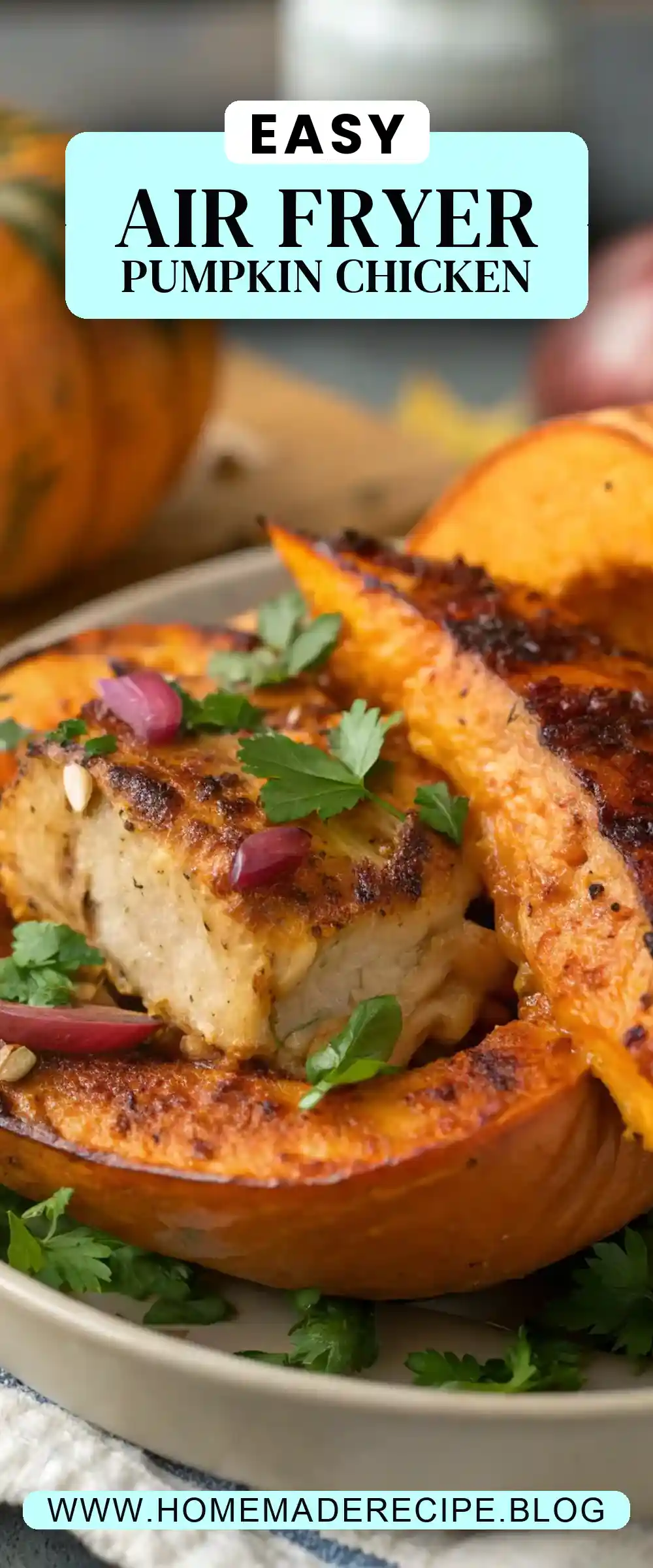 Pinterest pin 2 (Design 2) for Air Fryer Chicken Pumpkin