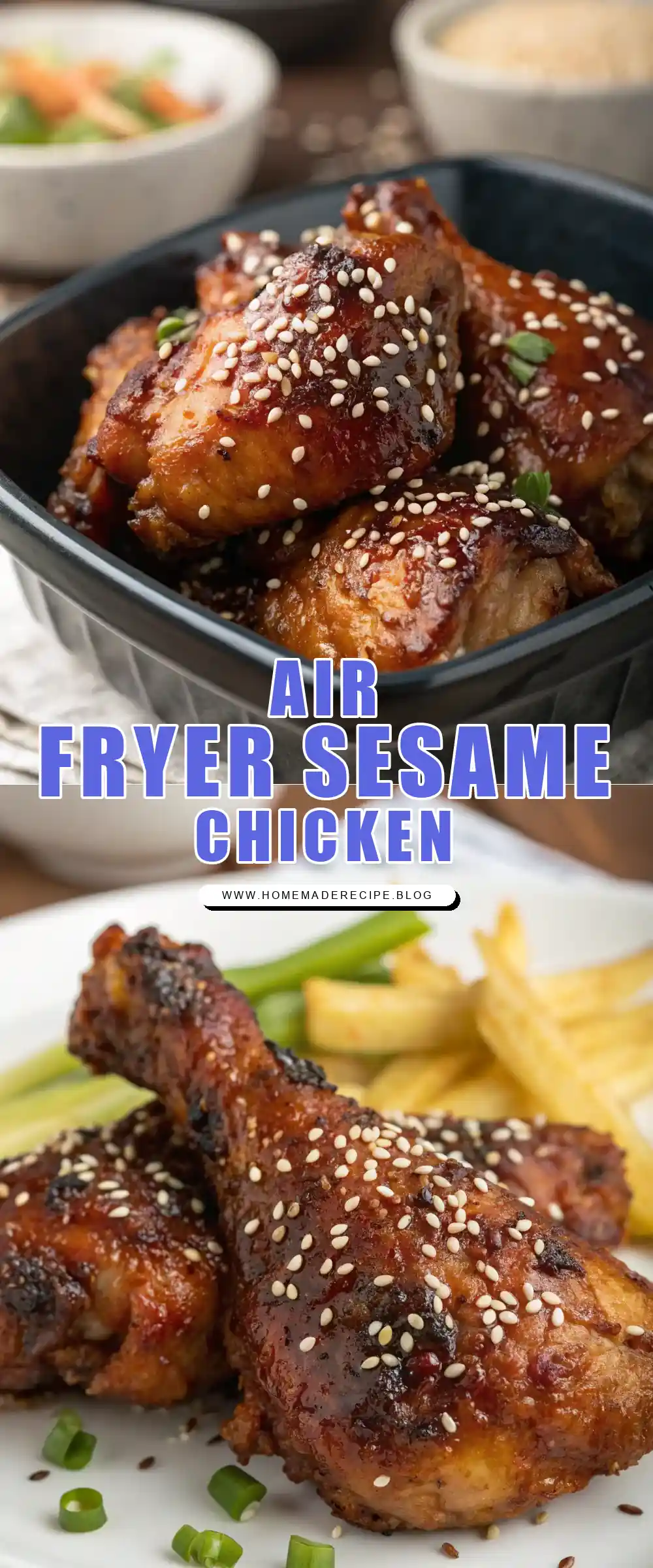 Pinterest pin 1 (Design 1) for Air Fryer Chicken Sesame