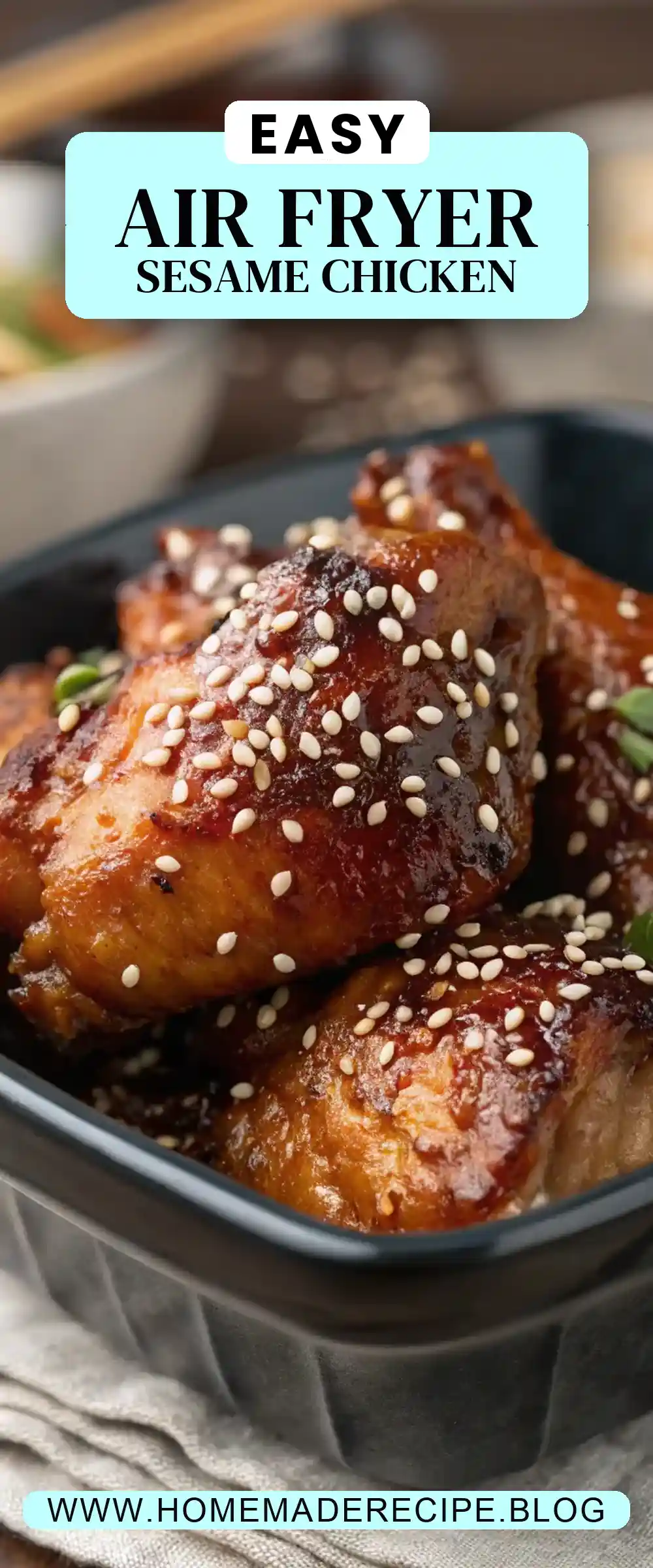 Pinterest pin 2 (Design 2) for Air Fryer Chicken Sesame