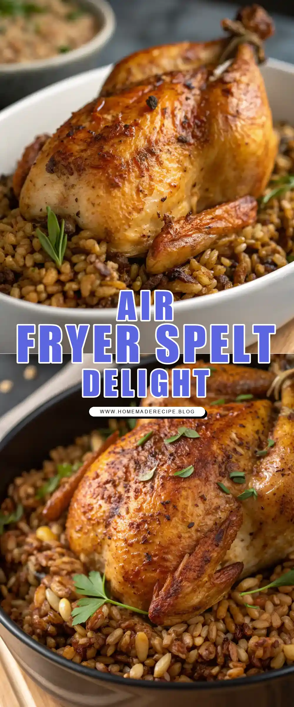 Pinterest pin 1 (Design 1) for Air Fryer Chicken Spelt