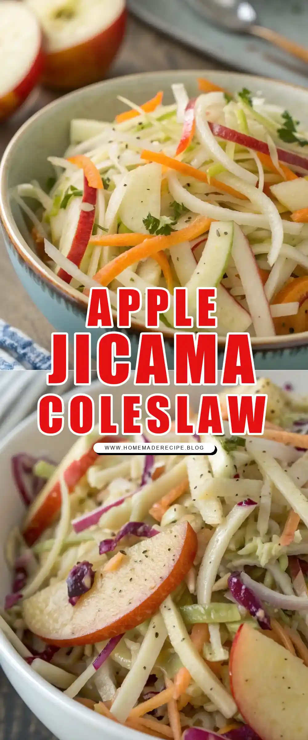 Pinterest pin 1 (Design 1) for Apple Jicama Coleslaw