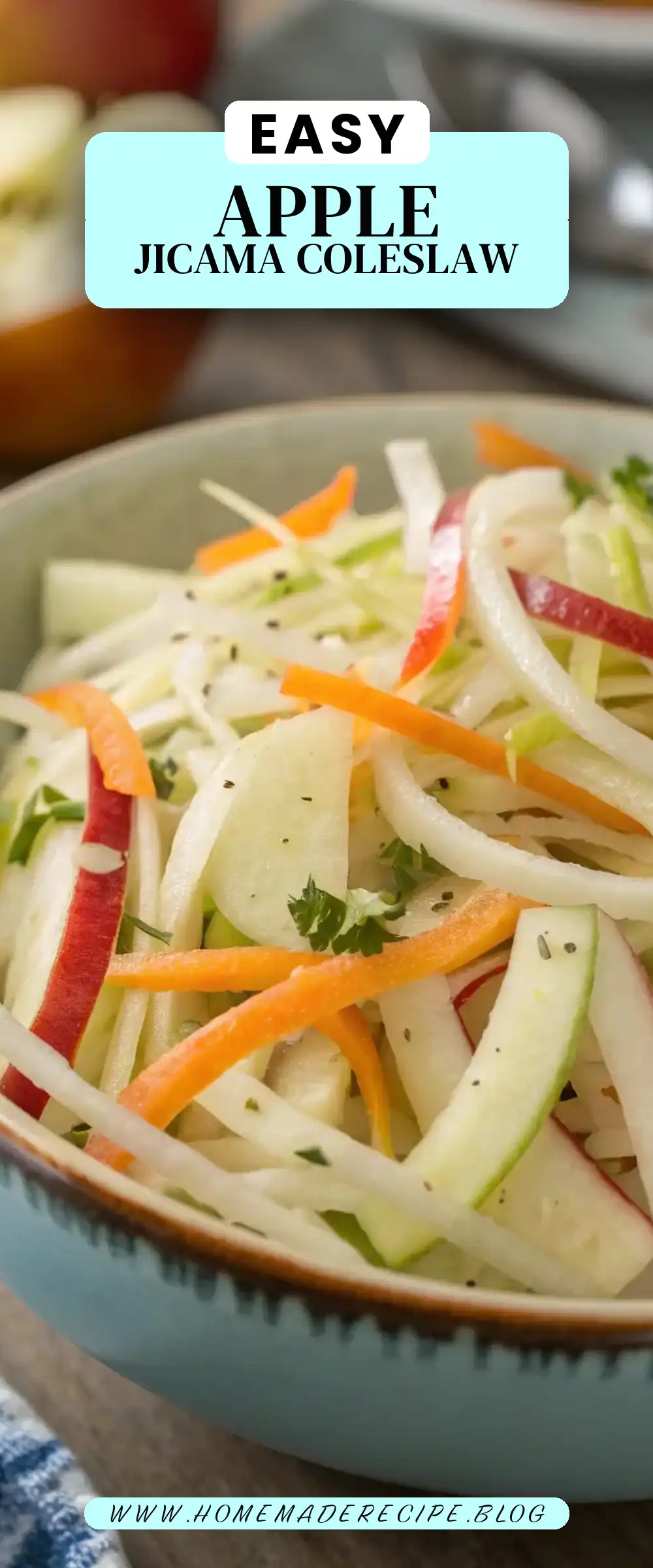 Pinterest pin 2 (Design 2) for Apple Jicama Coleslaw