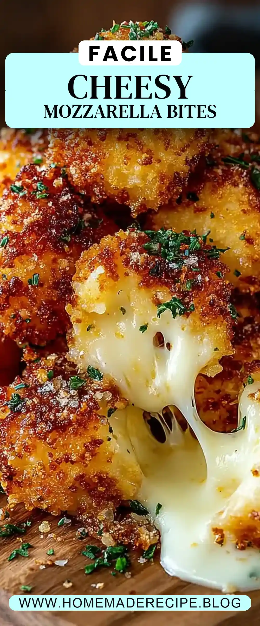 Pinterest pin 2 (Design 2) for Cheesy Parmesan Mozzarella Bites
