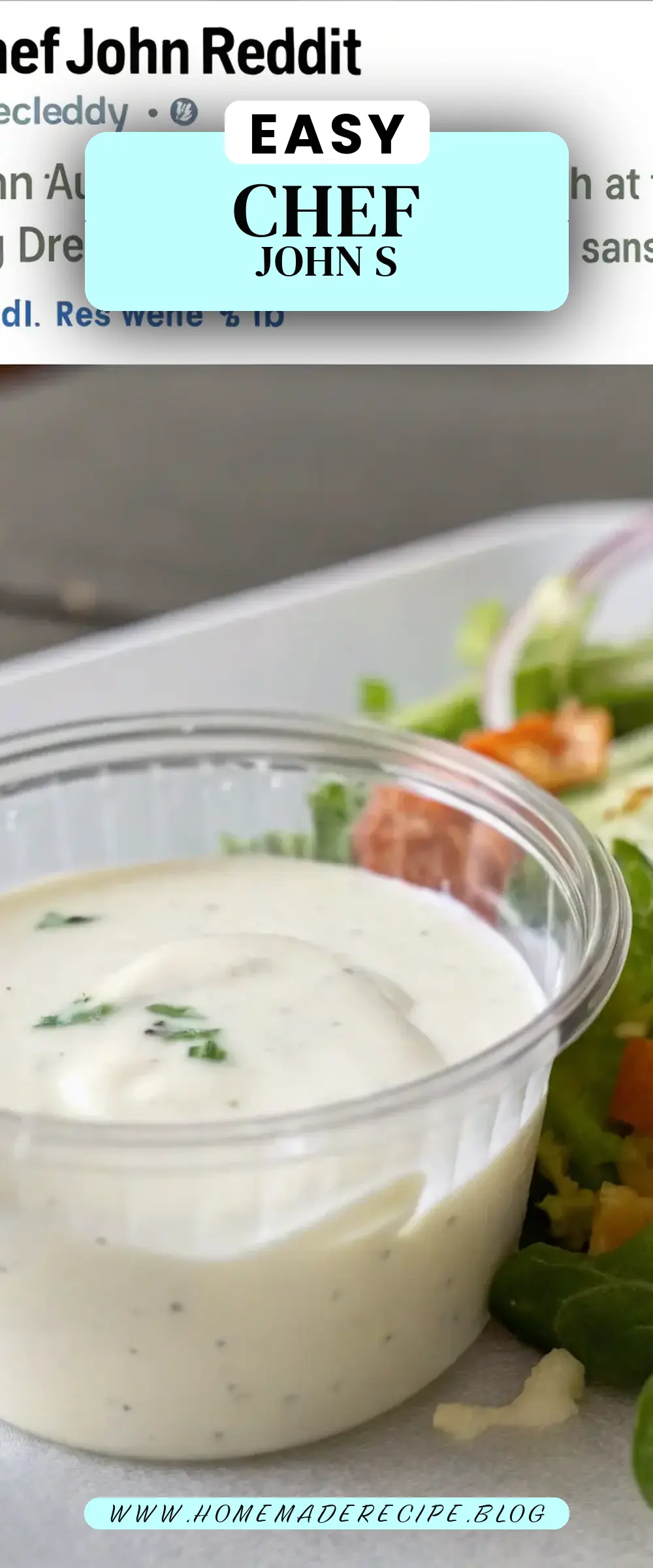 Pinterest pin 2 (Design 2) for Chef John's Ranch Dressing