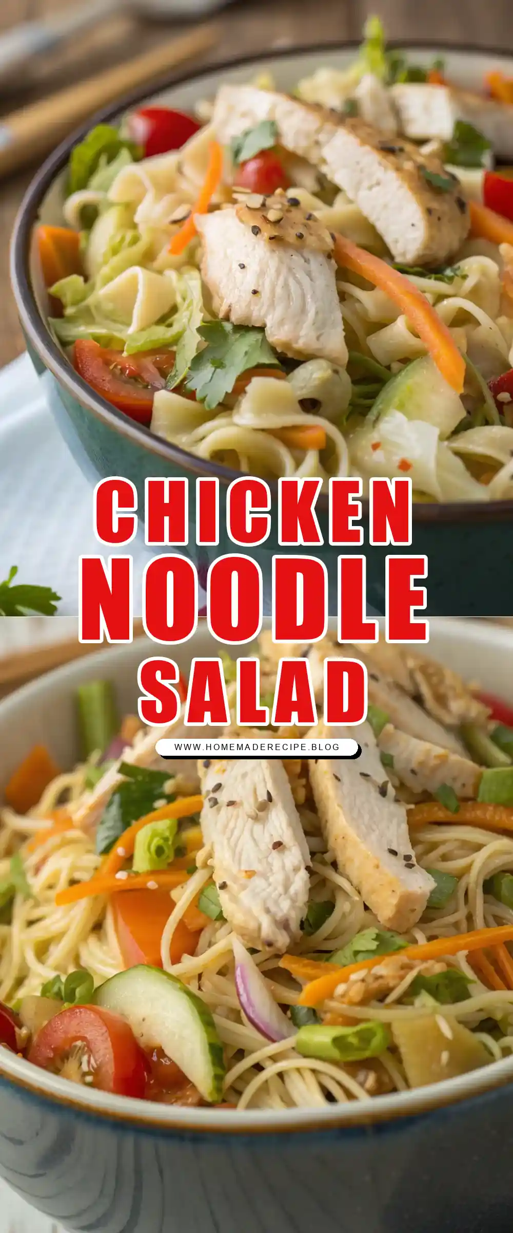 Pinterest pin 1 (Design 1) for Chicken Noodle Salad