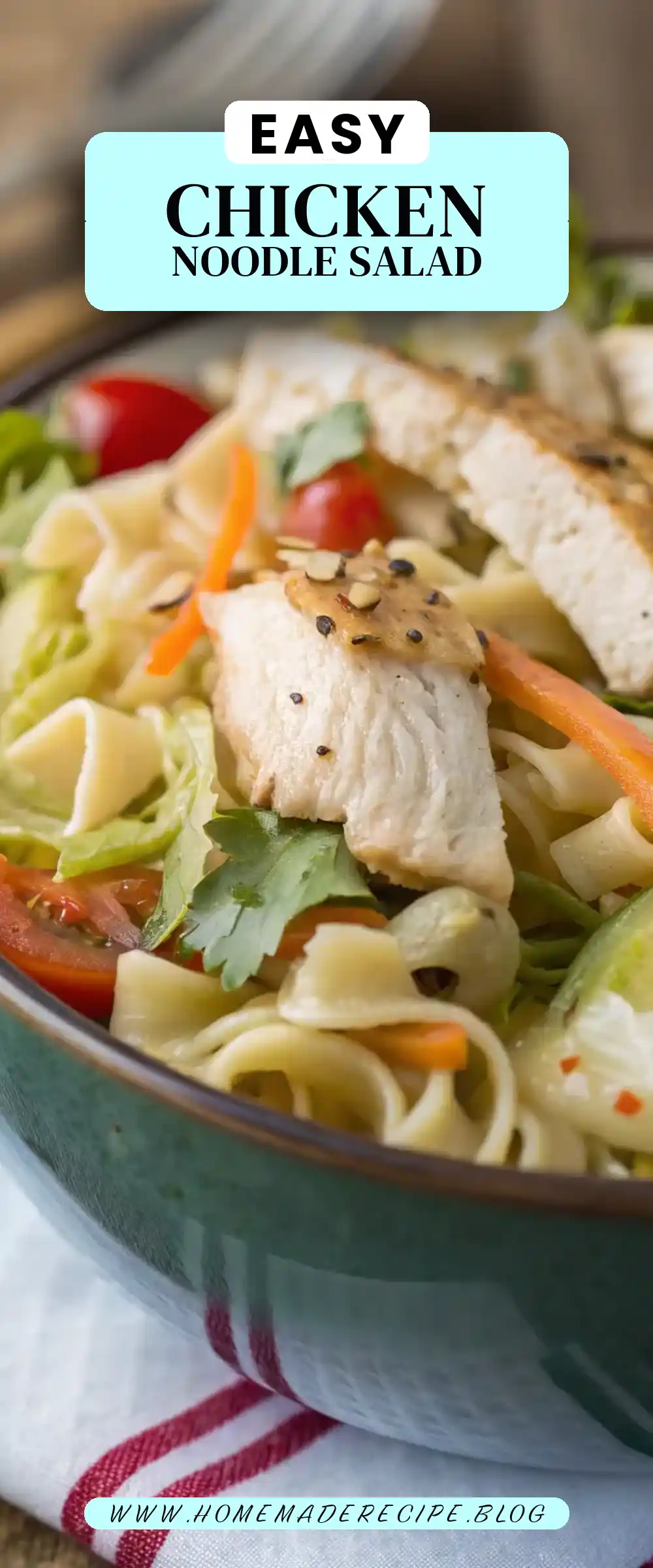 Pinterest pin 2 (Design 2) for Chicken Noodle Salad