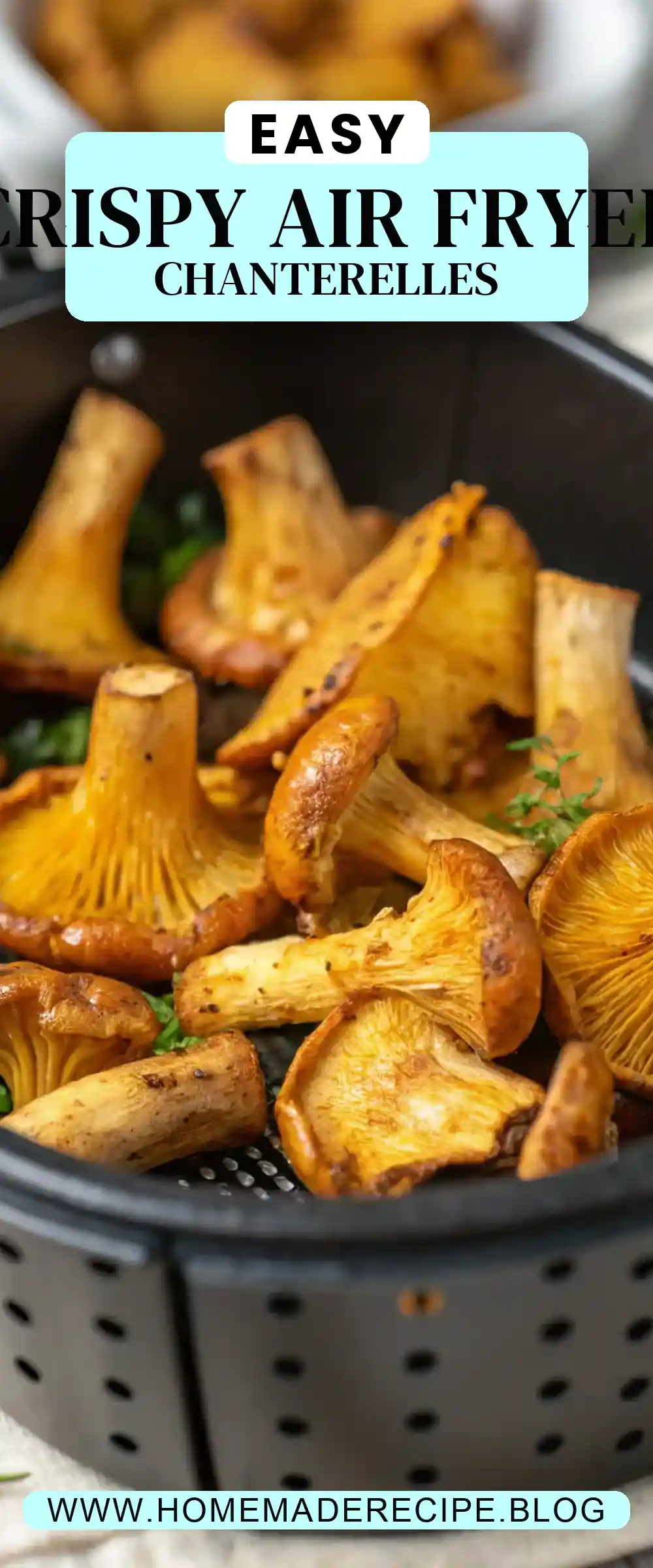 Pinterest pin 2 (Design 2) for Air Fryer Chanterelles