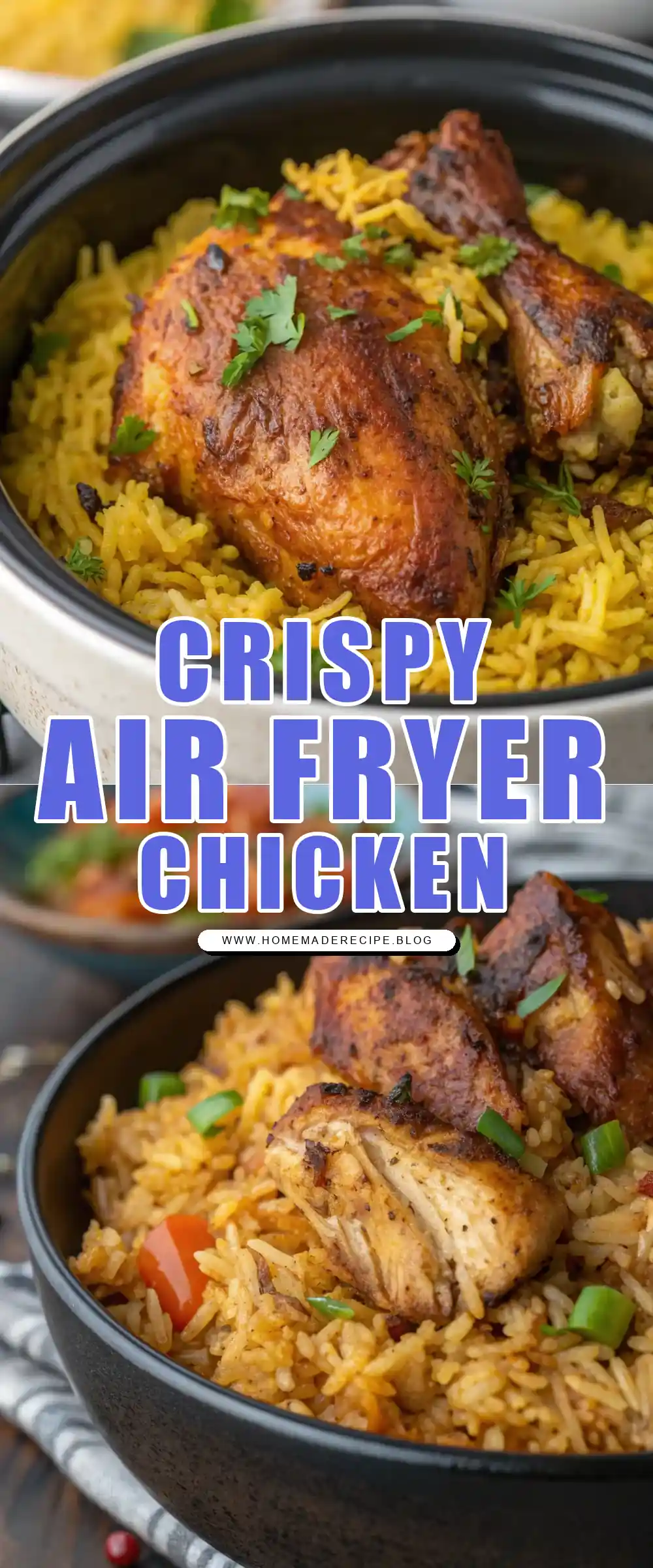 Pinterest pin 1 (Design 1) for Air Fryer Chicken Rice