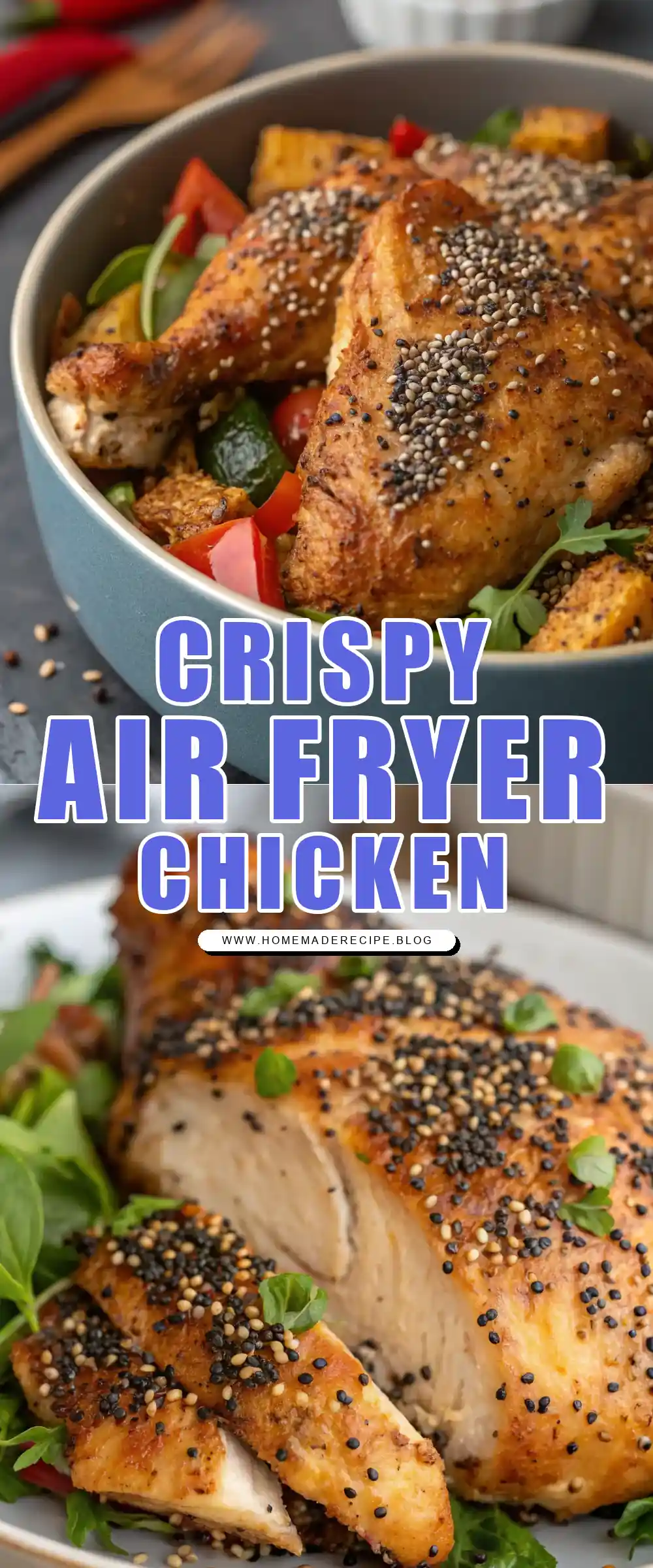 Pinterest pin 1 (Design 1) for Air Fryer Chicken Chia