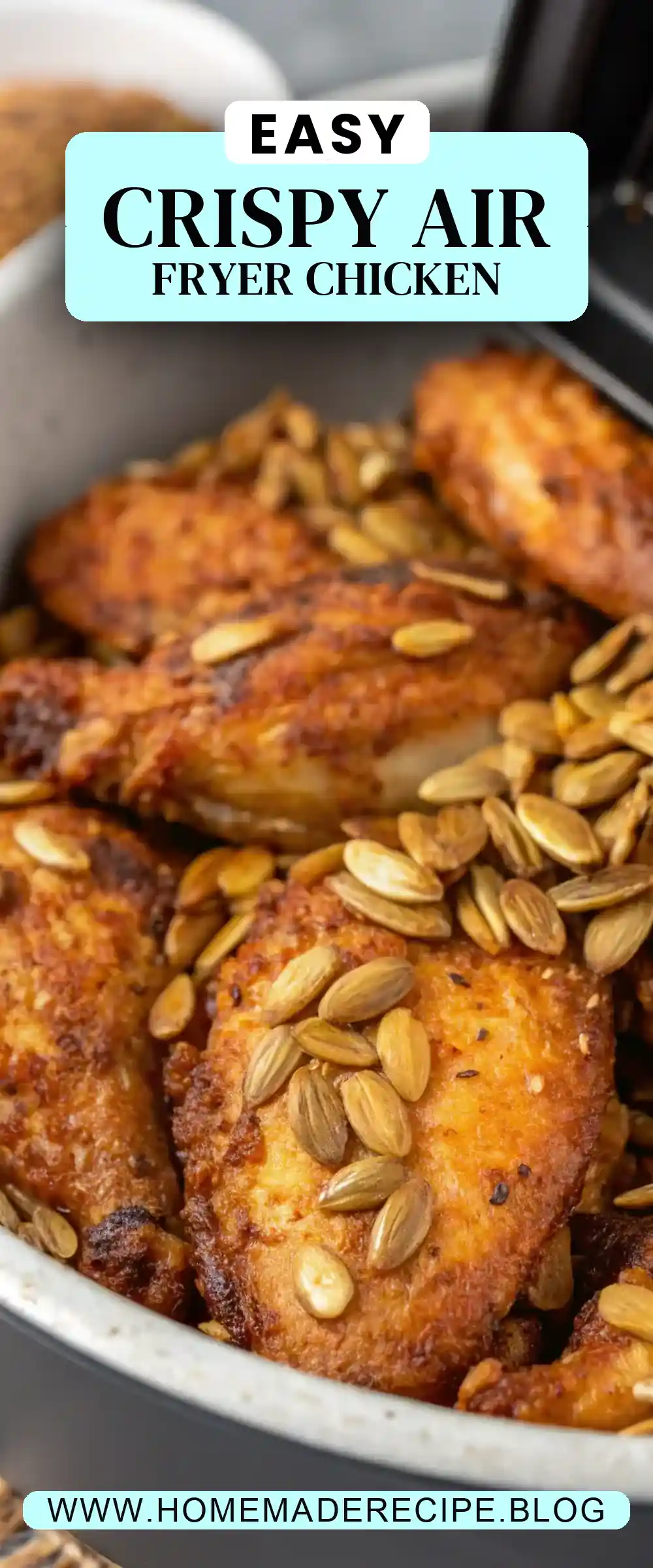 Pinterest pin 2 (Design 2) for Air Fryer Chicken Sunflower Seeds