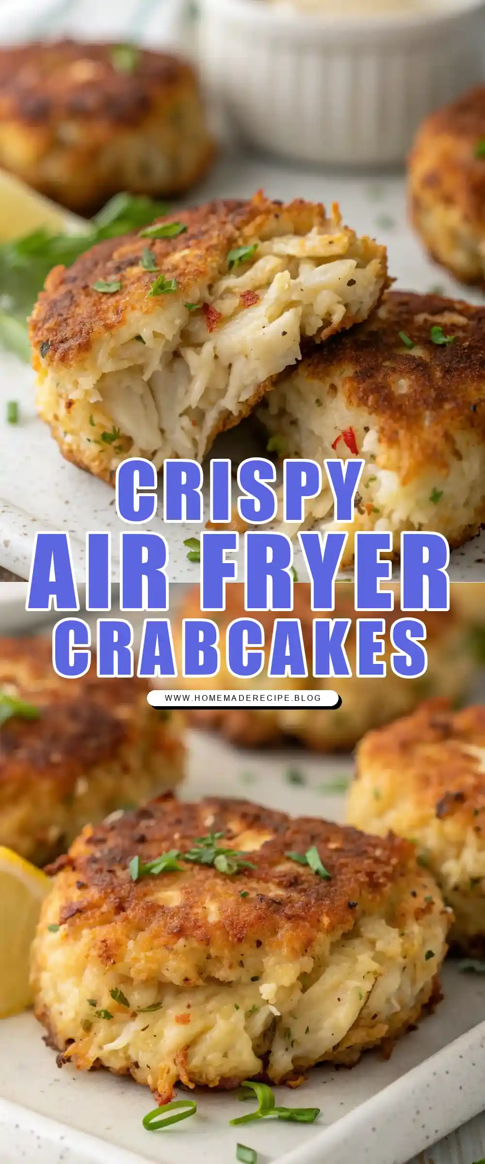 Pinterest pin 1 (Design 1) for Air Fryer Crab Cakes