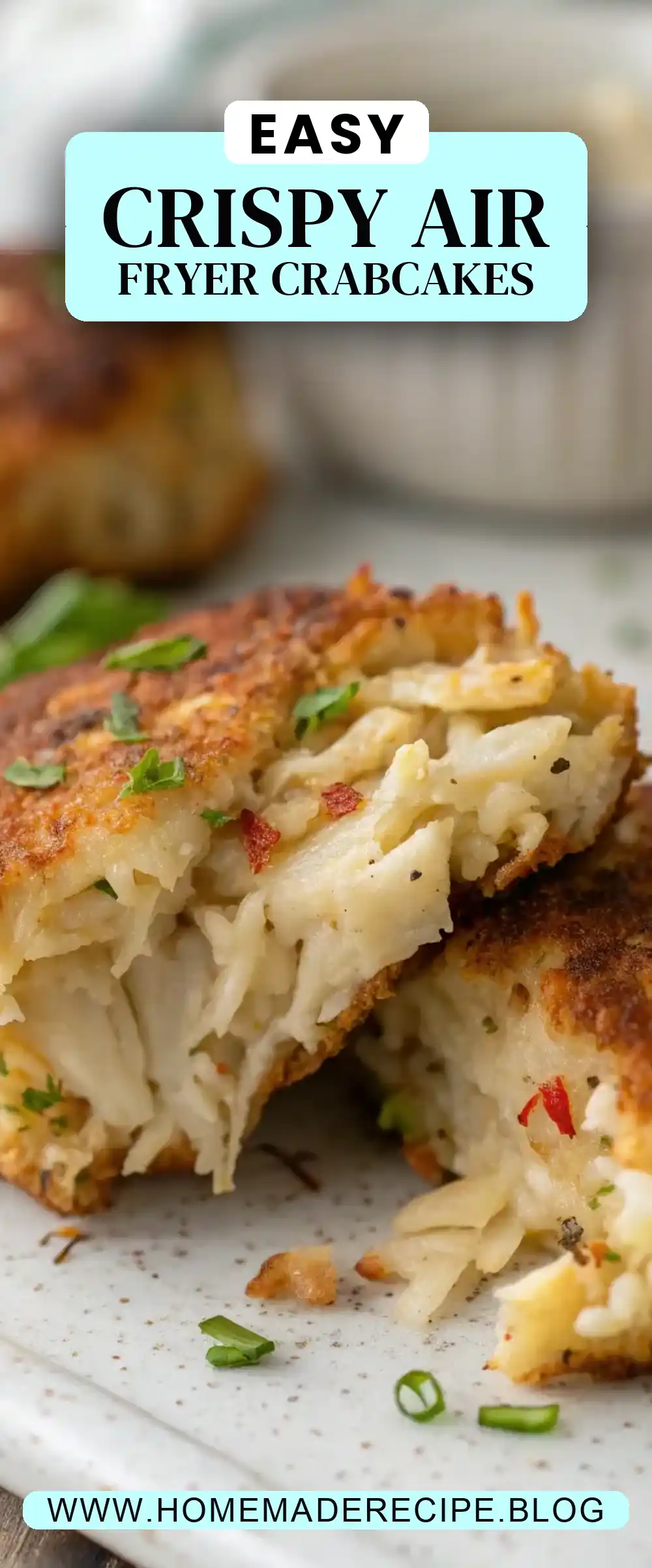 Pinterest pin 2 (Design 2) for Air Fryer Crab Cakes