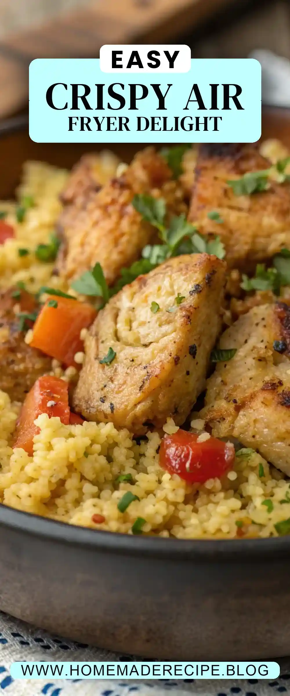 Pinterest pin 2 (Design 2) for Air Fryer Chicken Couscous