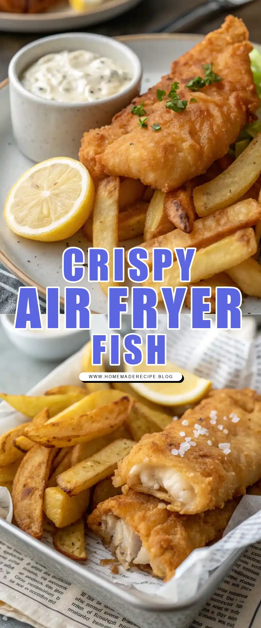 Pinterest pin 1 (Design 1) for Air Fryer Fish and Chips
