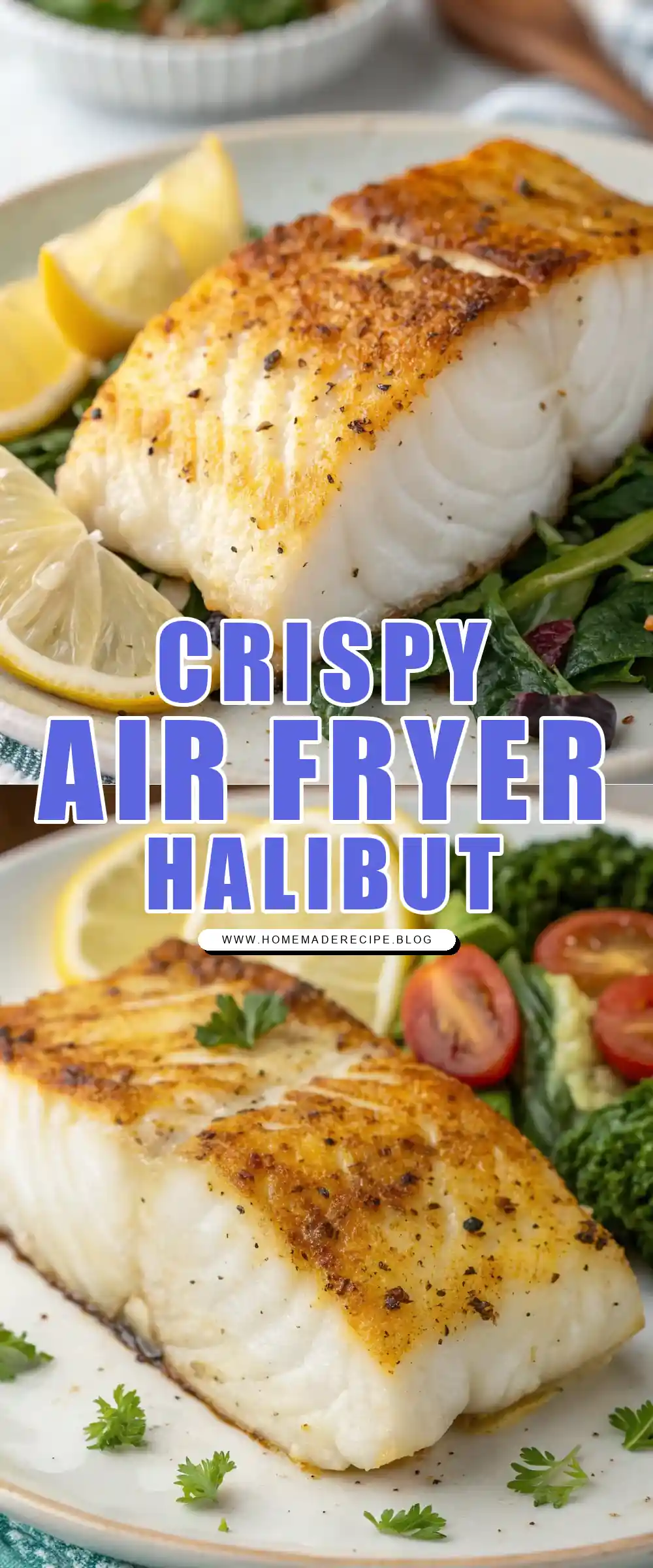 Pinterest pin 1 (Design 1) for Air Fryer Halibut