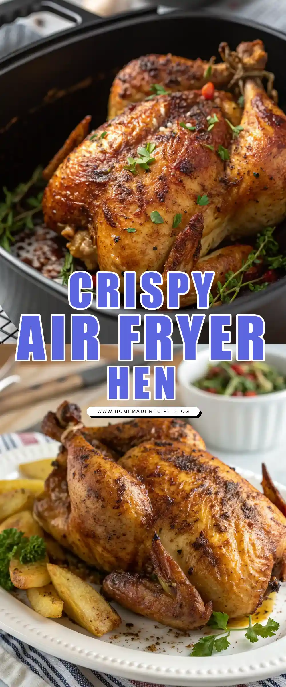 Pinterest pin 1 (Design 1) for Air Fryer Cornish Hen