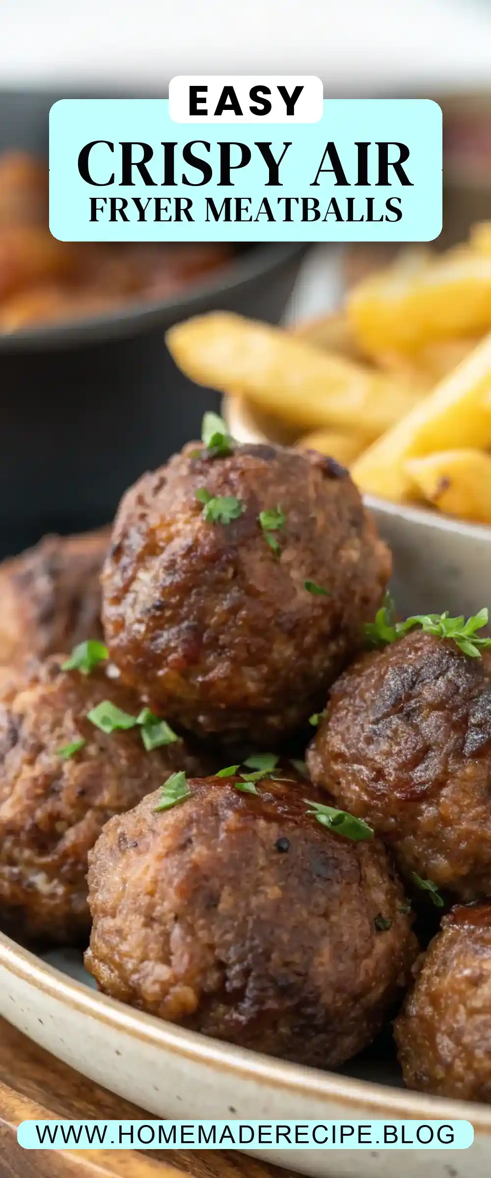 Pinterest pin 2 (Design 2) for Air Fryer Beef Meatballs