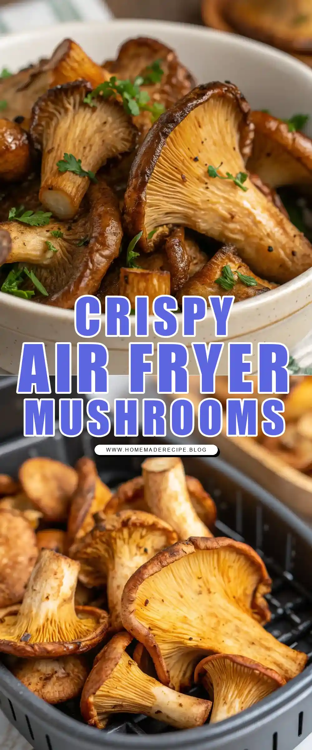Pinterest pin 1 (Design 1) for Air Fryer Oyster Mushrooms