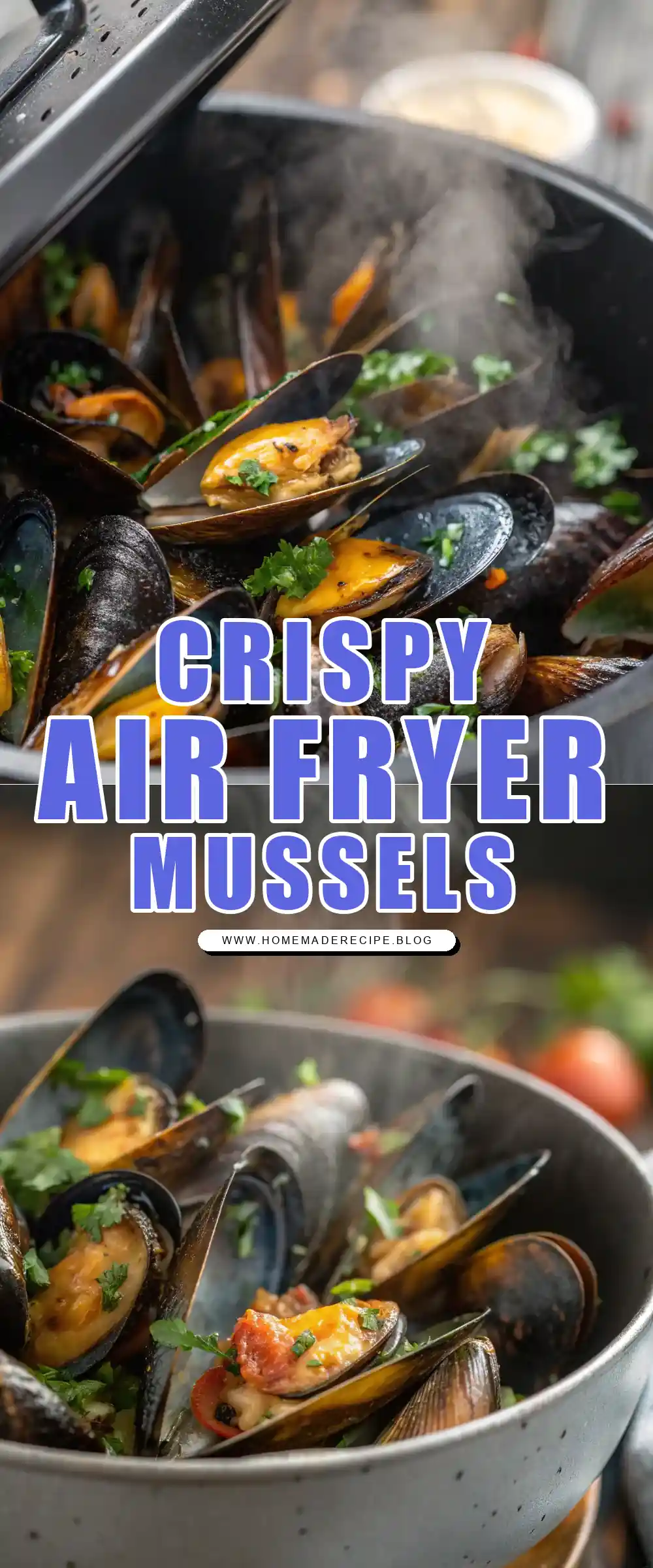 Pinterest pin 1 (Design 1) for Air Fryer Mussels