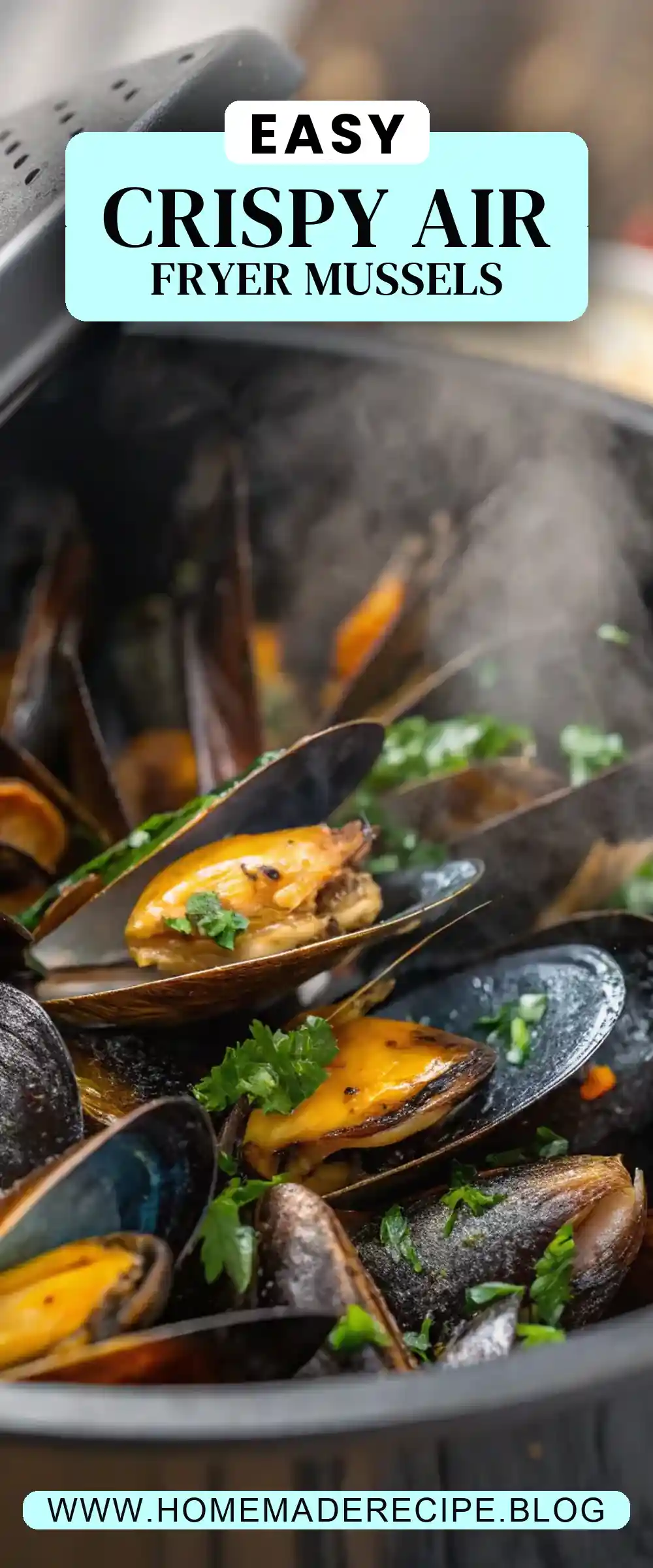 Pinterest pin 2 (Design 2) for Air Fryer Mussels