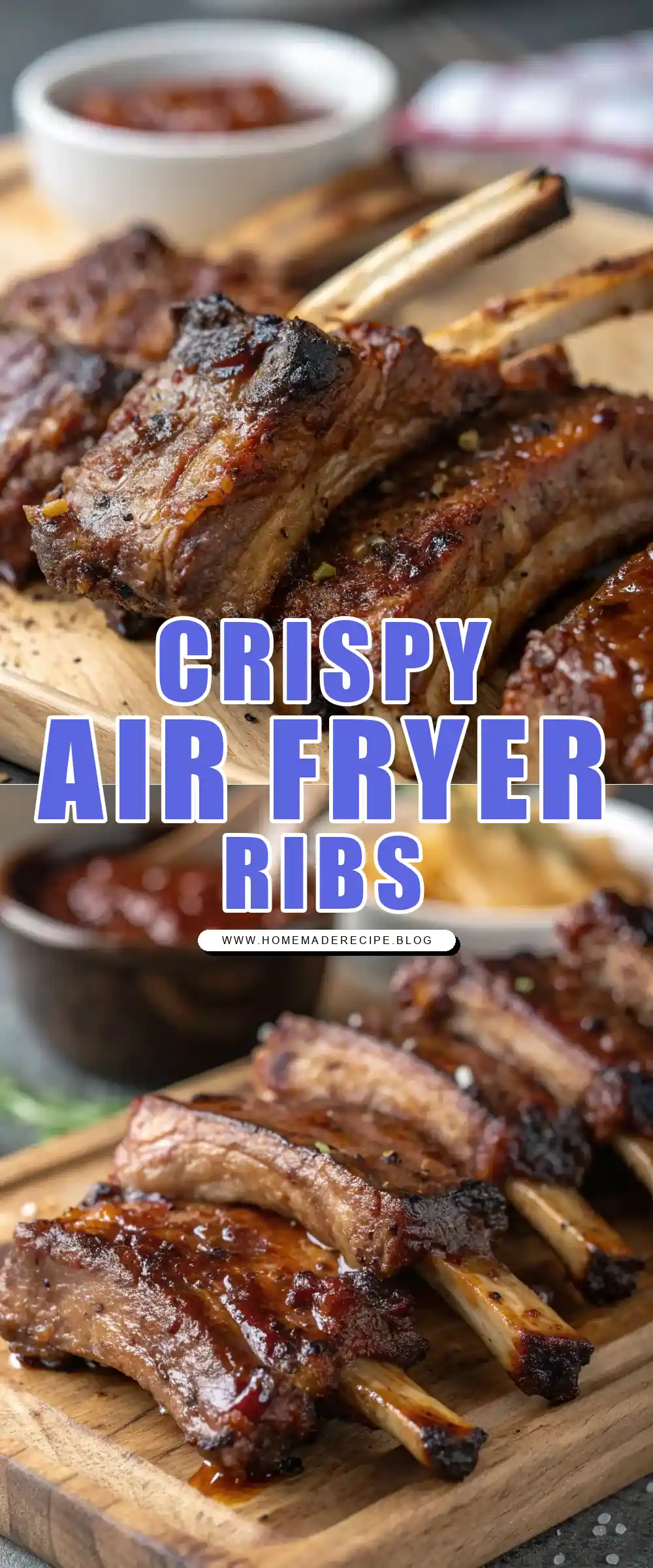 Pinterest pin 1 (Design 1) for Air Fryer Lamb Ribs