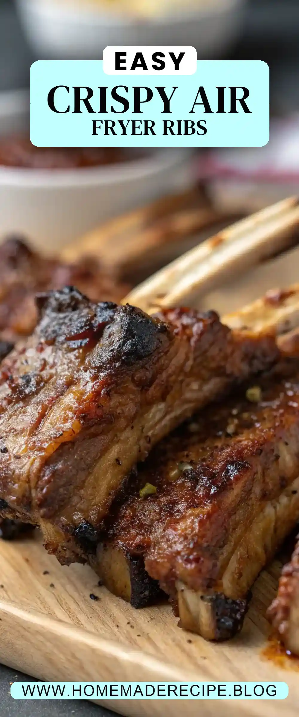 Pinterest pin 2 (Design 2) for Air Fryer Lamb Ribs