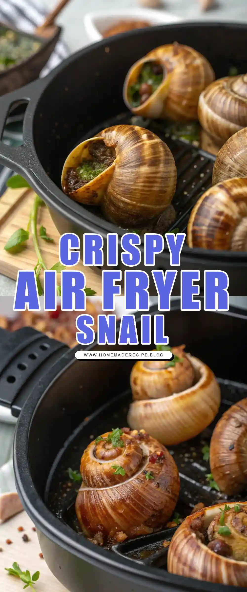 Pinterest pin 1 (Design 1) for Air Fryer Snail
