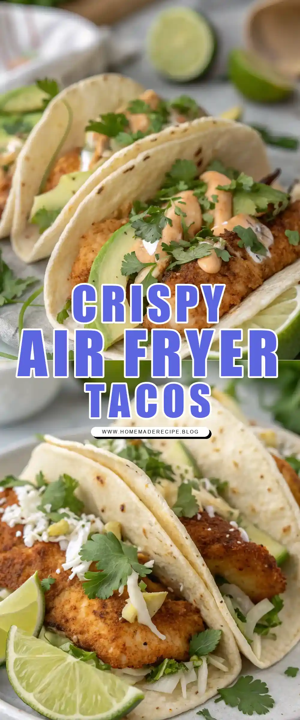 Pinterest pin 1 (Design 1) for Air Fryer Fish Tacos