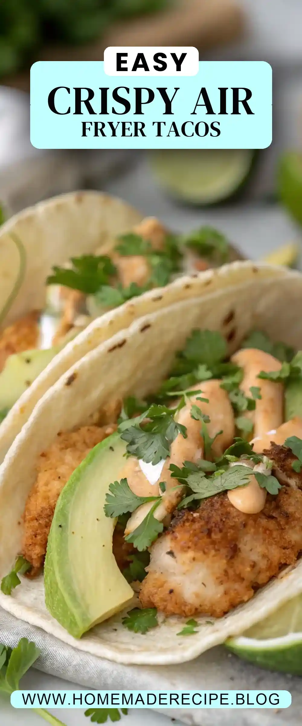 Pinterest pin 2 (Design 2) for Air Fryer Fish Tacos