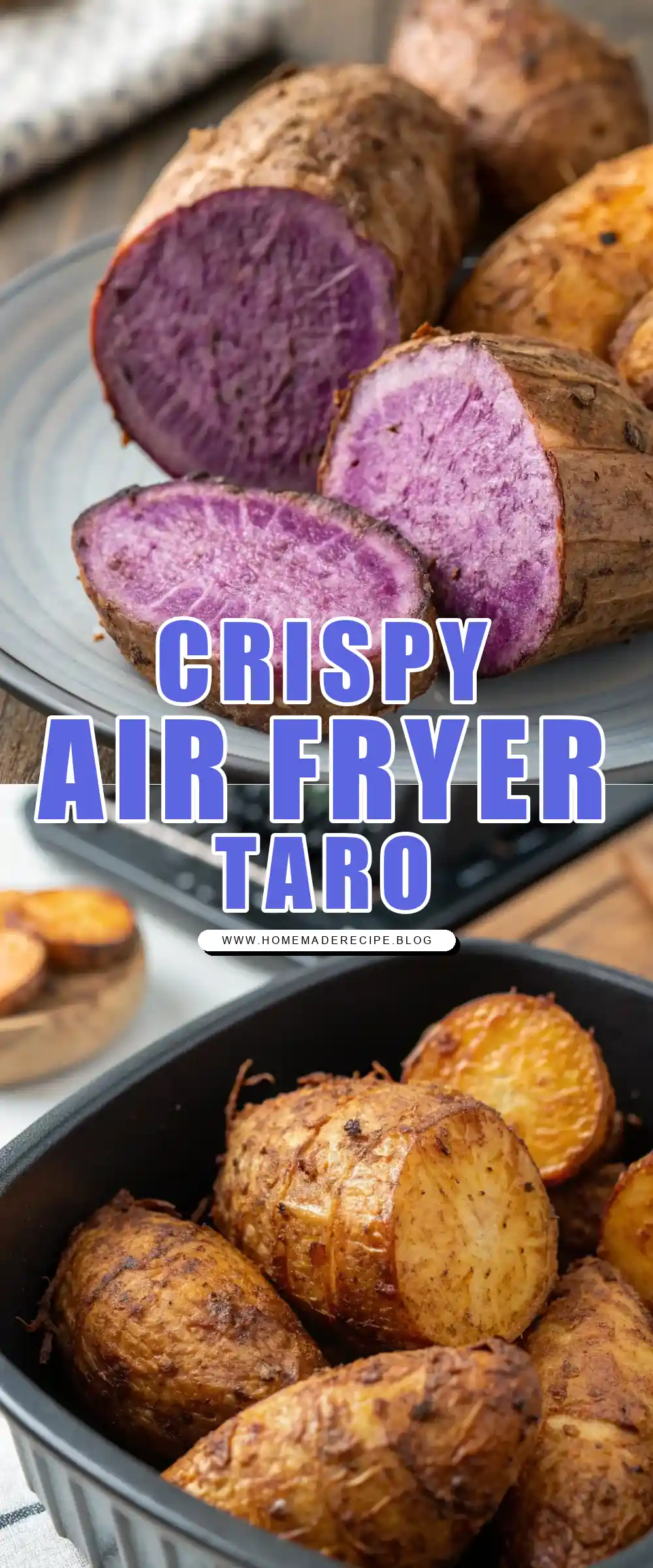 Pinterest pin 1 (Design 1) for Air Fryer Taro Root