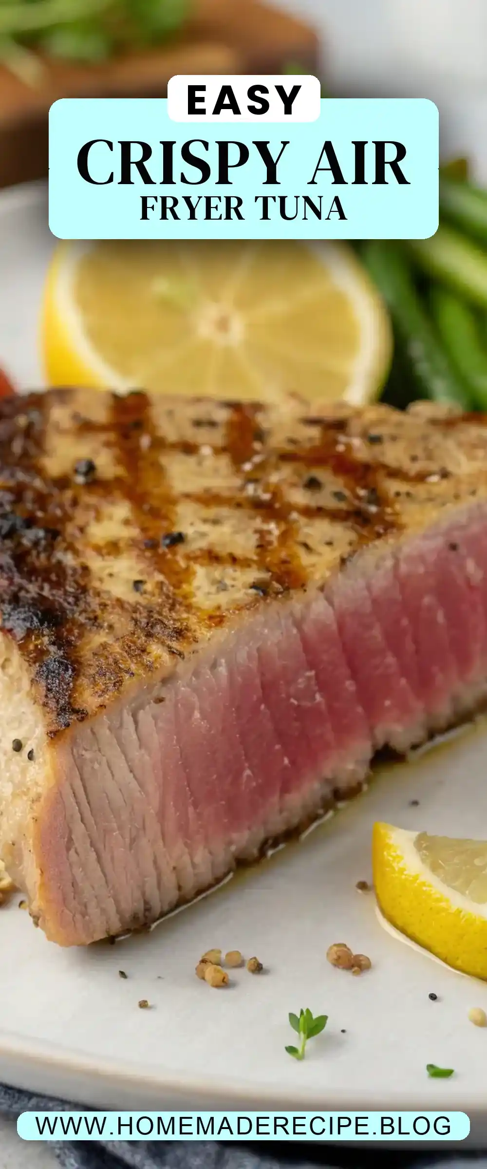 Pinterest pin 2 (Design 2) for Air Fryer Tuna Steak