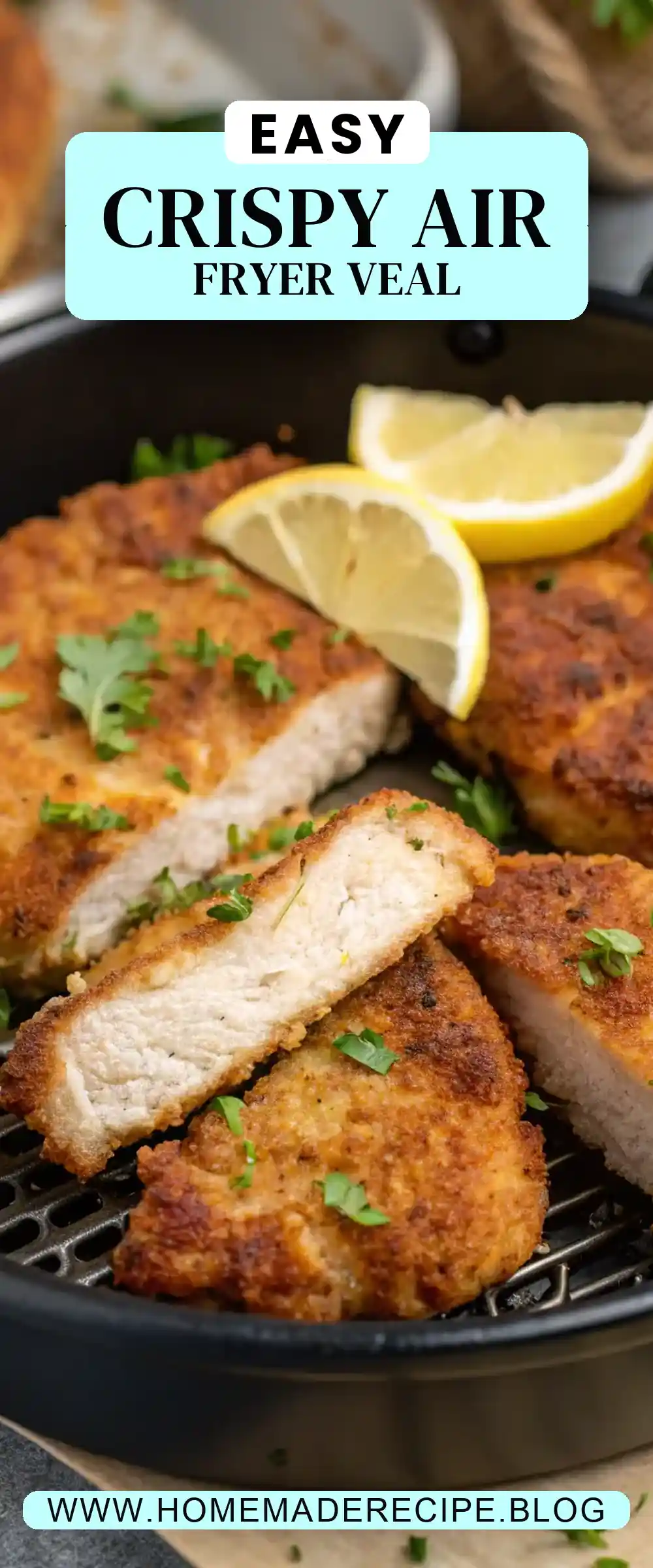 Pinterest pin 2 (Design 2) for Air Fryer Veal Cutlets