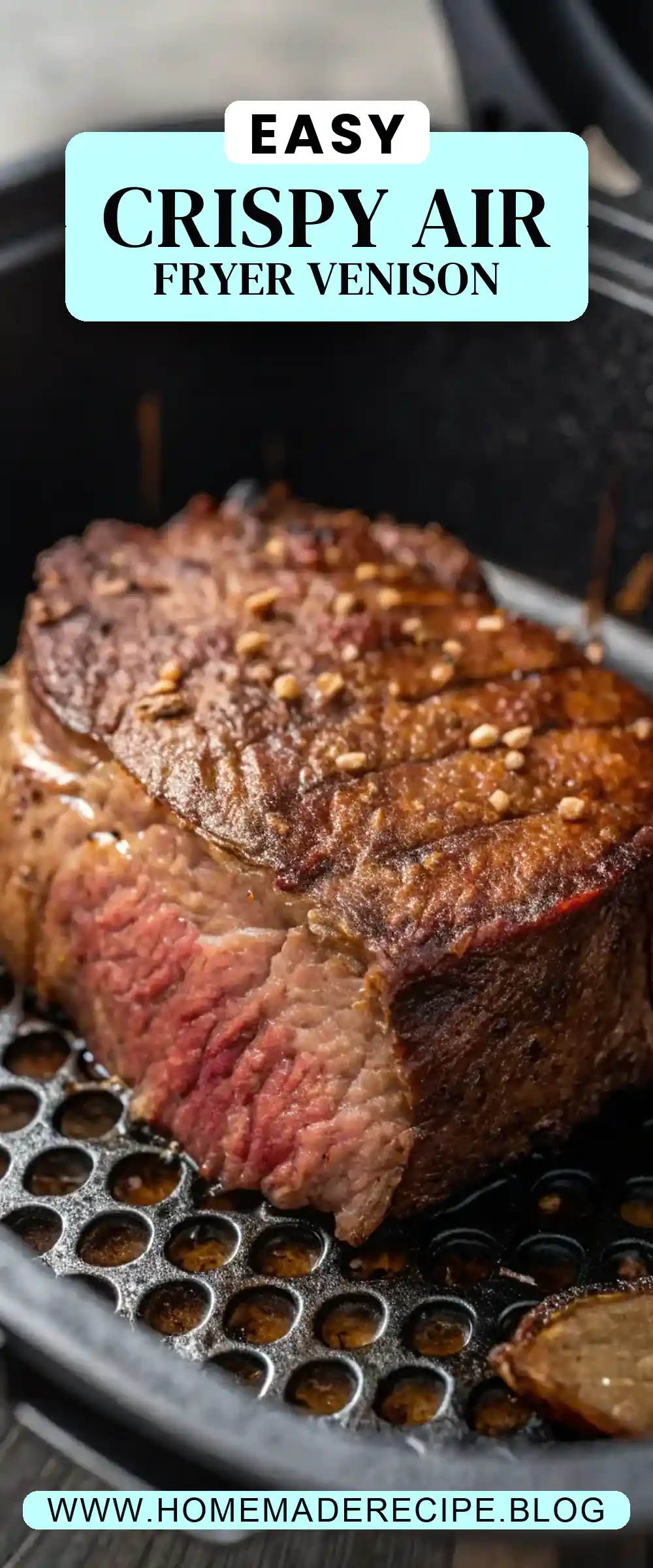 Pinterest pin 2 (Design 2) for Air Fryer Venison Steak