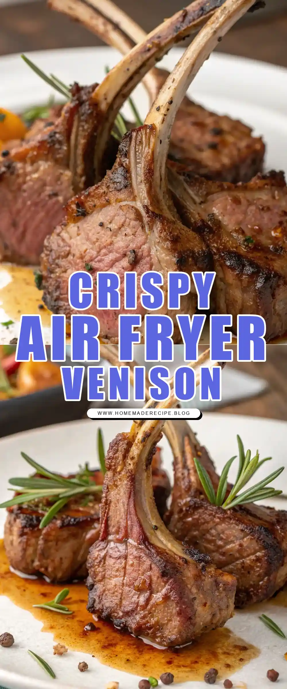 Pinterest pin 1 (Design 1) for Air Fryer Venison Chops