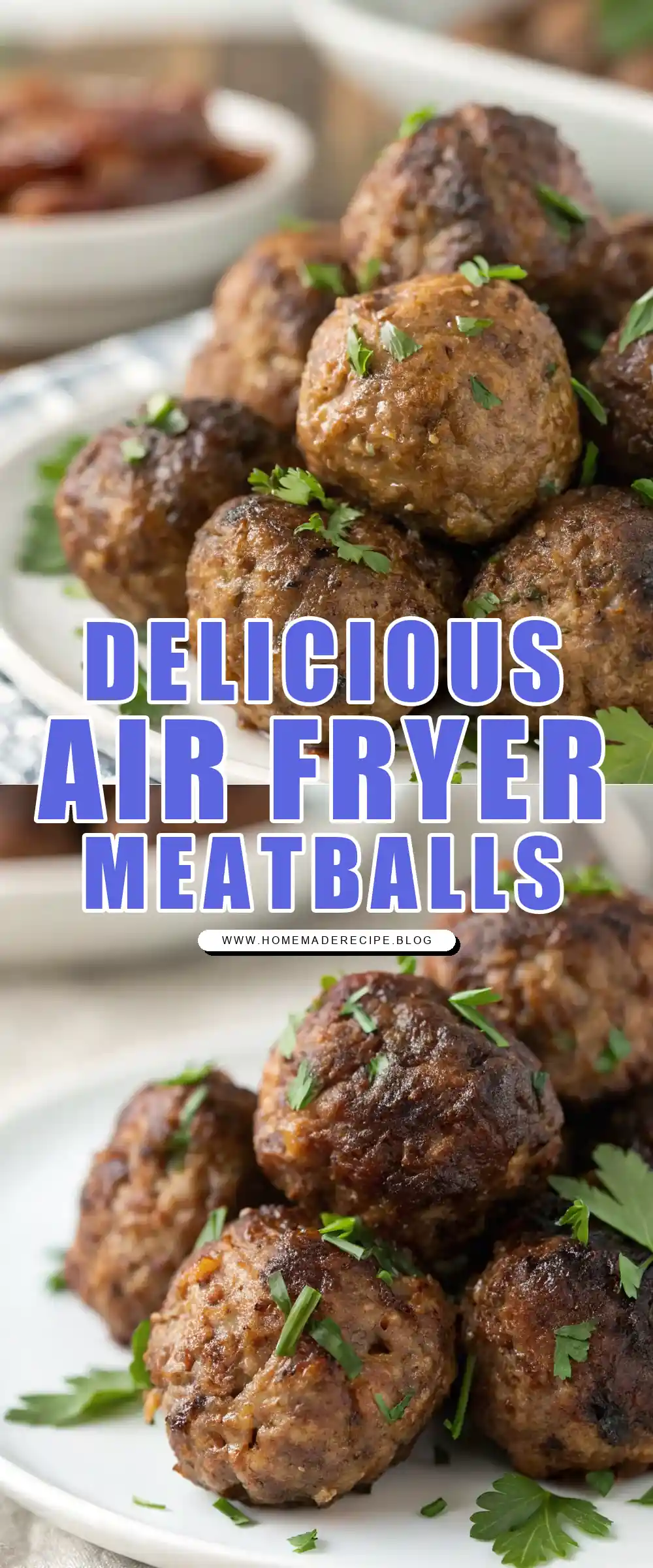 Pinterest pin 1 (Design 1) for Air Fryer Lamb Meatballs