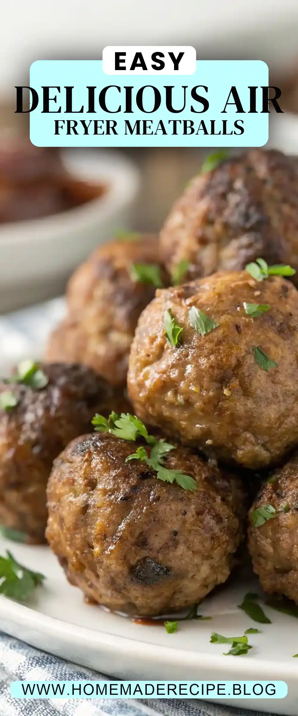 Pinterest pin 2 (Design 2) for Air Fryer Lamb Meatballs