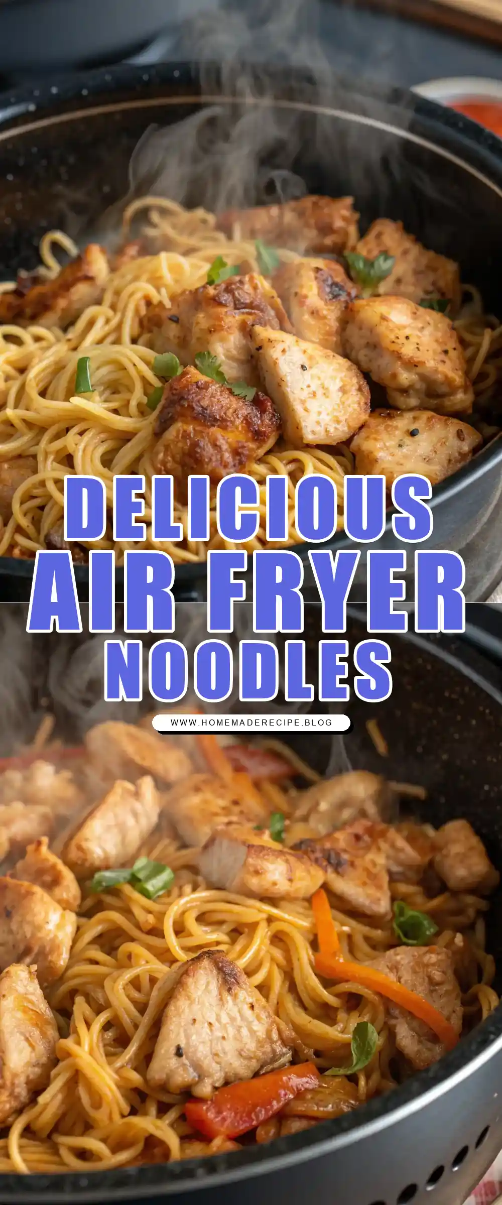 Pinterest pin 1 (Design 1) for Air Fryer Chicken Noodles
